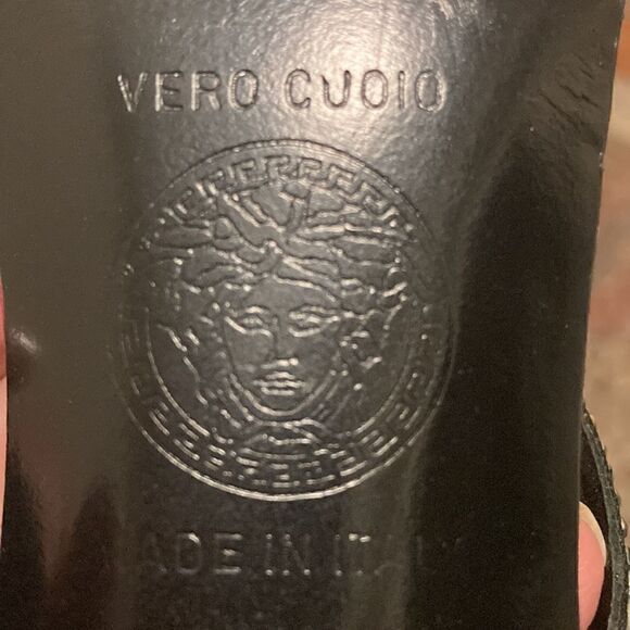 Versace Black Beaded Slide Sandal. - Picture 6 of 7